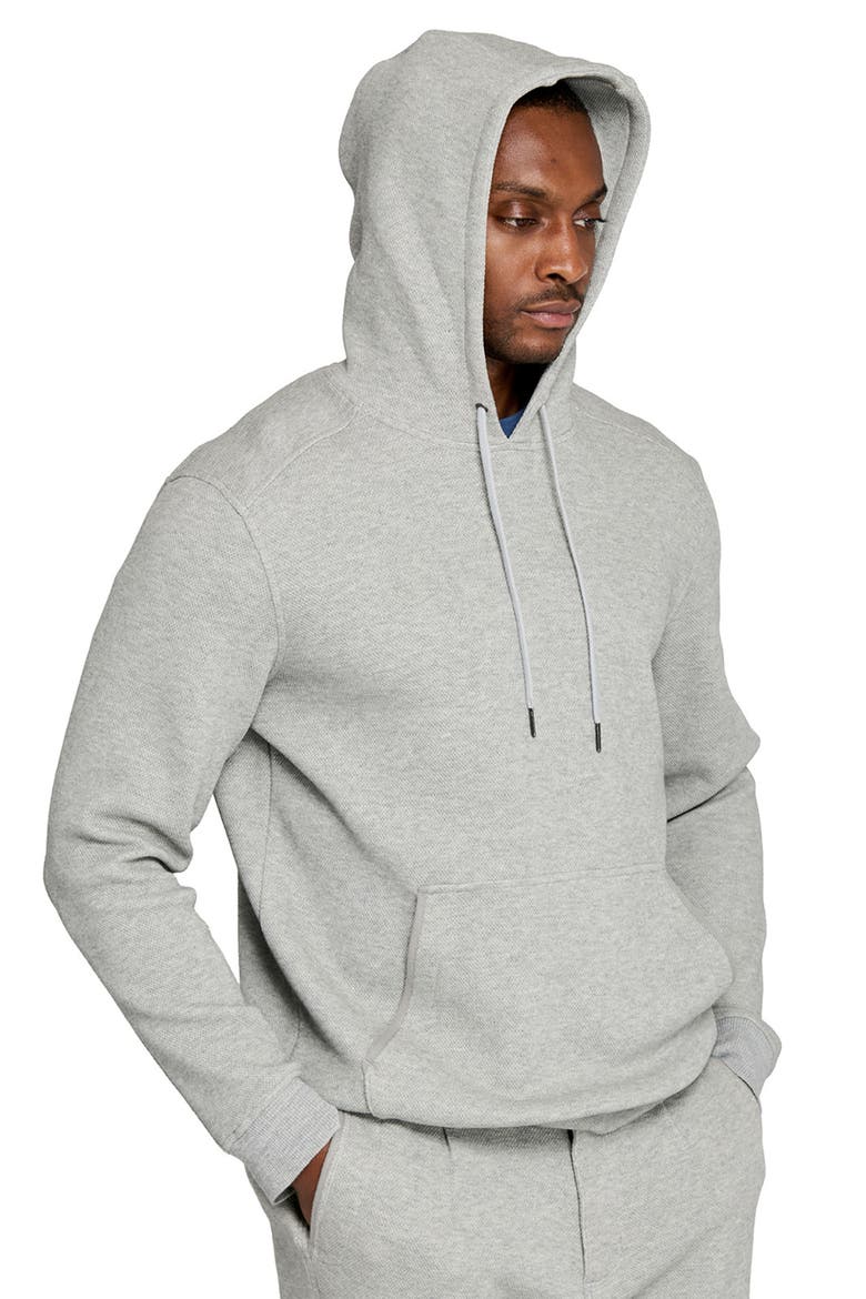Slim Fit Brushed Cotton Blend Pullover Hoodie, Alternate, color, GREY