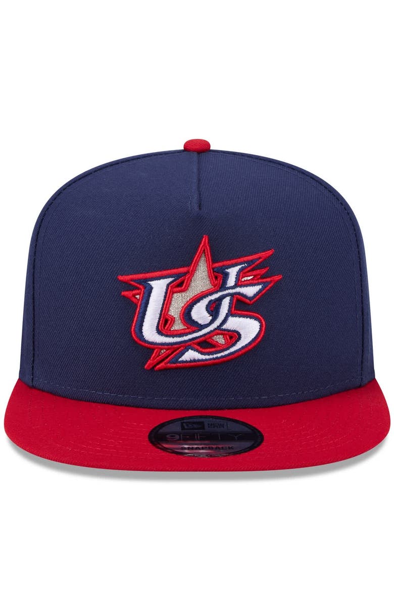 New Era Men's New Era  Navy/Red USA Baseball 2026 World Baseball Classic 9FIFTY A-Frame Snapback Hat, Alternate, color, Navy