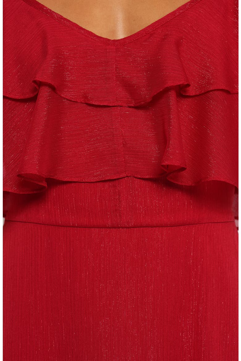 Merida Ruffle Short Sleeve Midi Dress, Alternate, color, RED