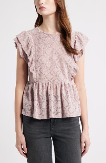 Treasure & Bond Flutter Sleeve Peplum Top | Nordstromrack