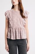 Treasure & Bond Flutter Sleeve Peplum Top