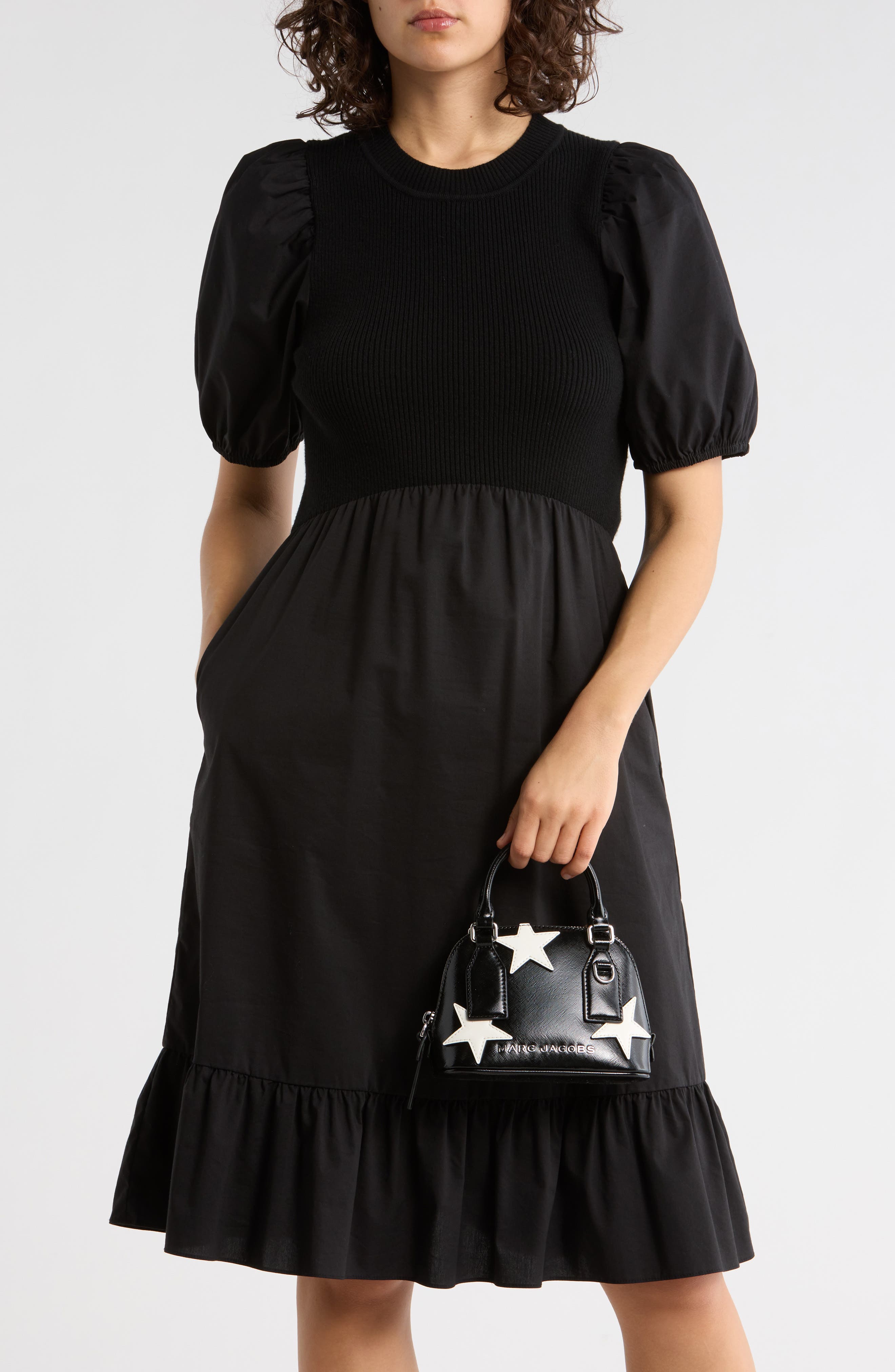 Marc Jacobs Star Patchwork Dome Satchel, Alternate, color, Black Multi