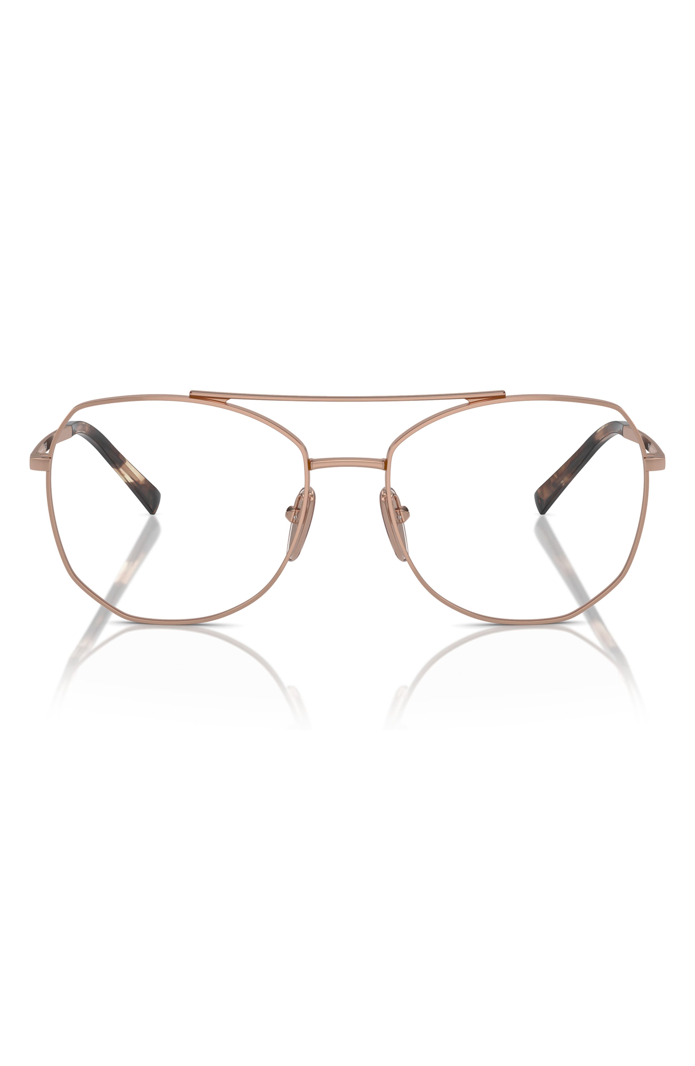 Prada 56mm Round Optical Glasses In Rose Gold