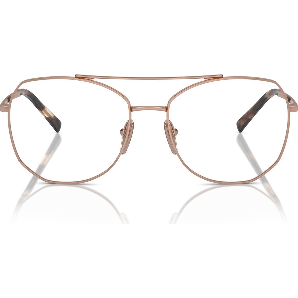 Prada 56mm Round Optical Glasses In Rose Gold