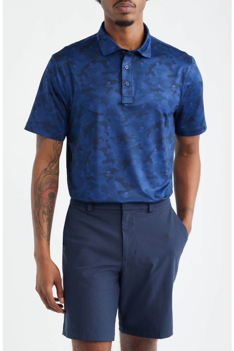 Icon Camo Stretch Tech Jersey Golf Polo Shirt, Main, color, TWILIGHT
