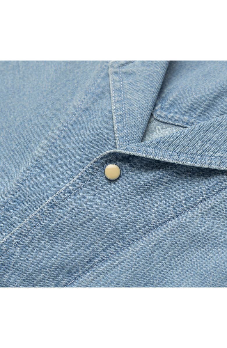 Seager Co Southpaw Whippersnapper Cotton Chambray Snap-Up Shirt, Alternate, color, Light Wash Indigo