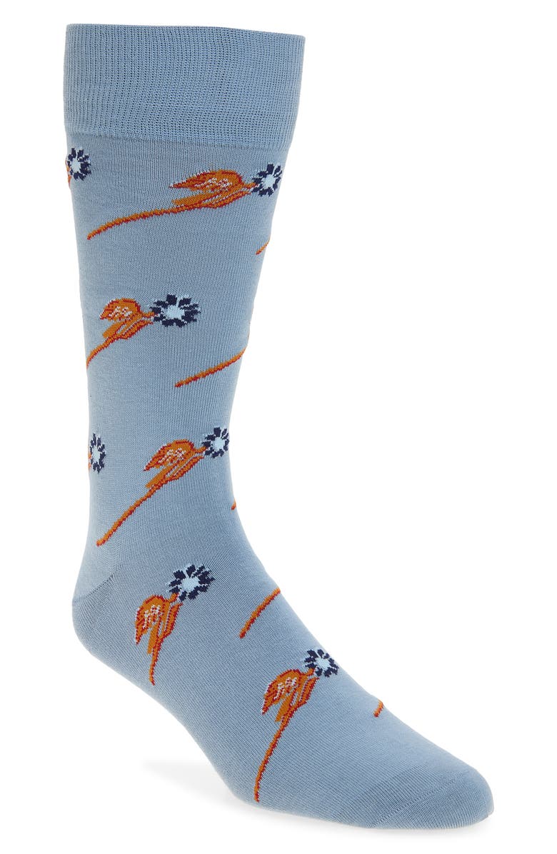 Paul Smith Flower Stem Dress Socks, Main, color, Turquoise