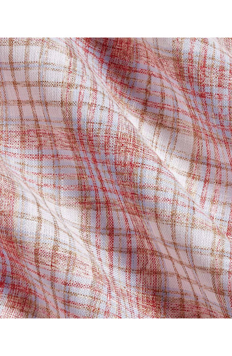 David Donahue Linen Check Sport Shirt, Alternate, color, Red/ Multi