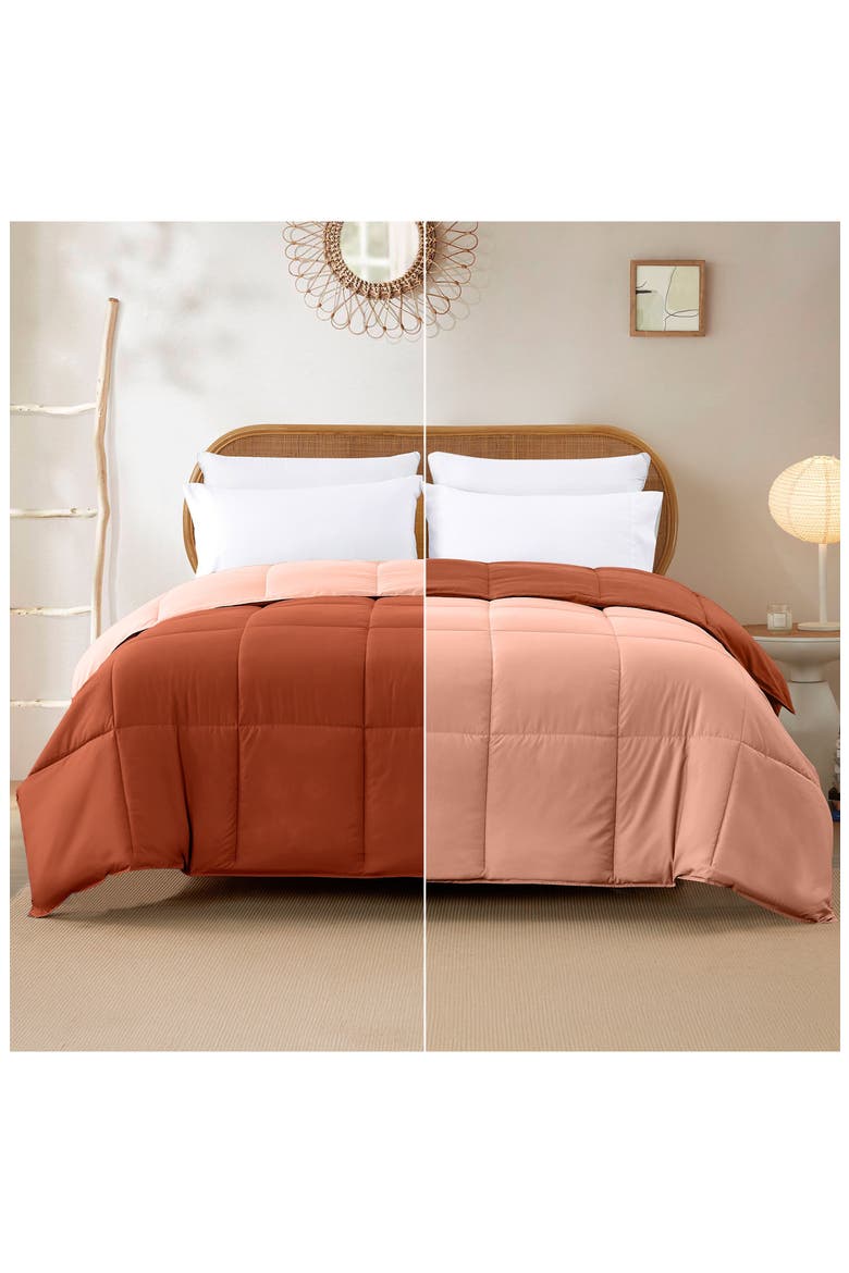 Down Alternative Reversible Comforter, Main, color, RUSTY/CLAY
