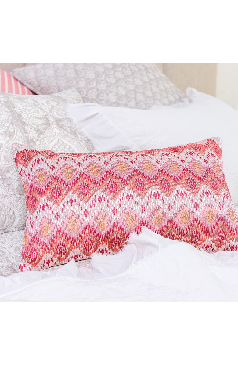 carol & frank Darla Woven Geometric Diamond Cotton Decorative Throw Pillow, 14" x 22", Alternate, color, Red