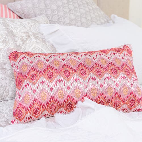 Carol & Frank Darla Woven Geometric Diamond Cotton Decorative Throw Pillow, 14" X 22" In Multi