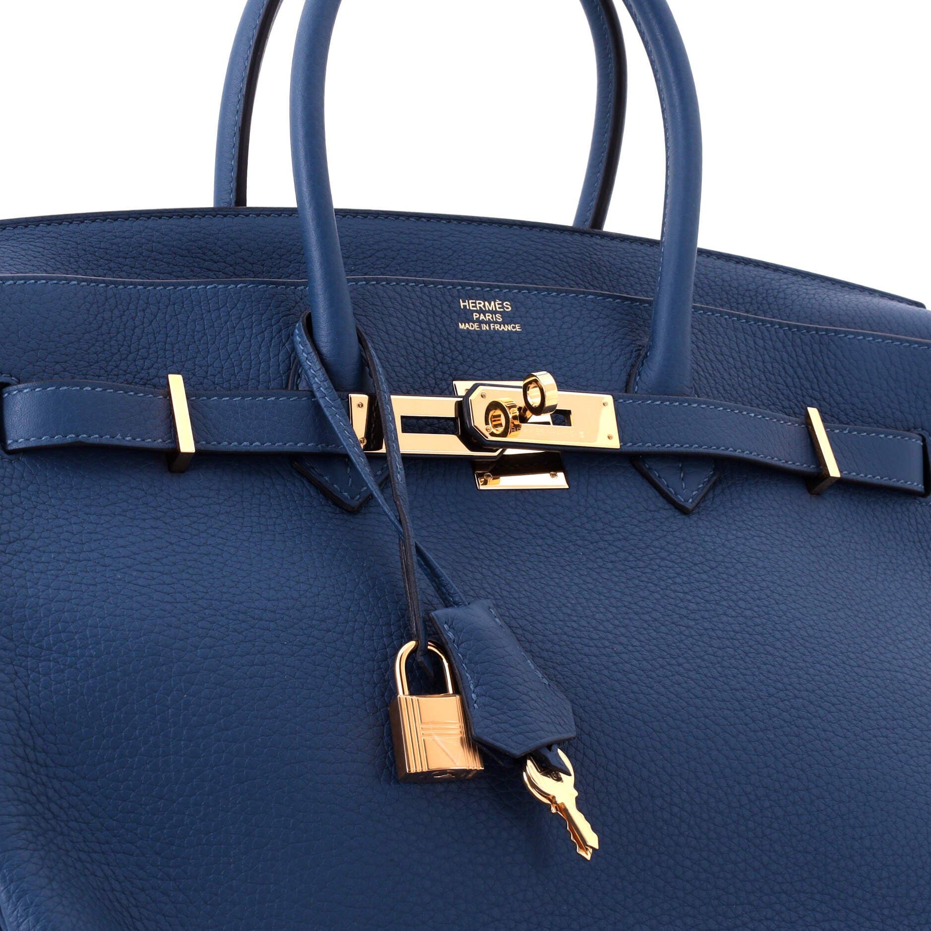 Pre-Owned Hermes Birkin Handbag Blue Clemence with Gold Hardware 35, Alternate, color, Deep Blue