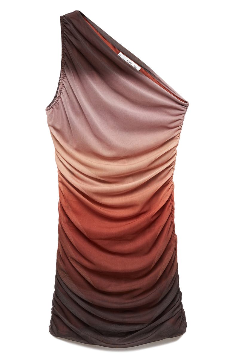MANGO Gradient One-Shoulder Ruched Body-Con Dress, Main, color,
