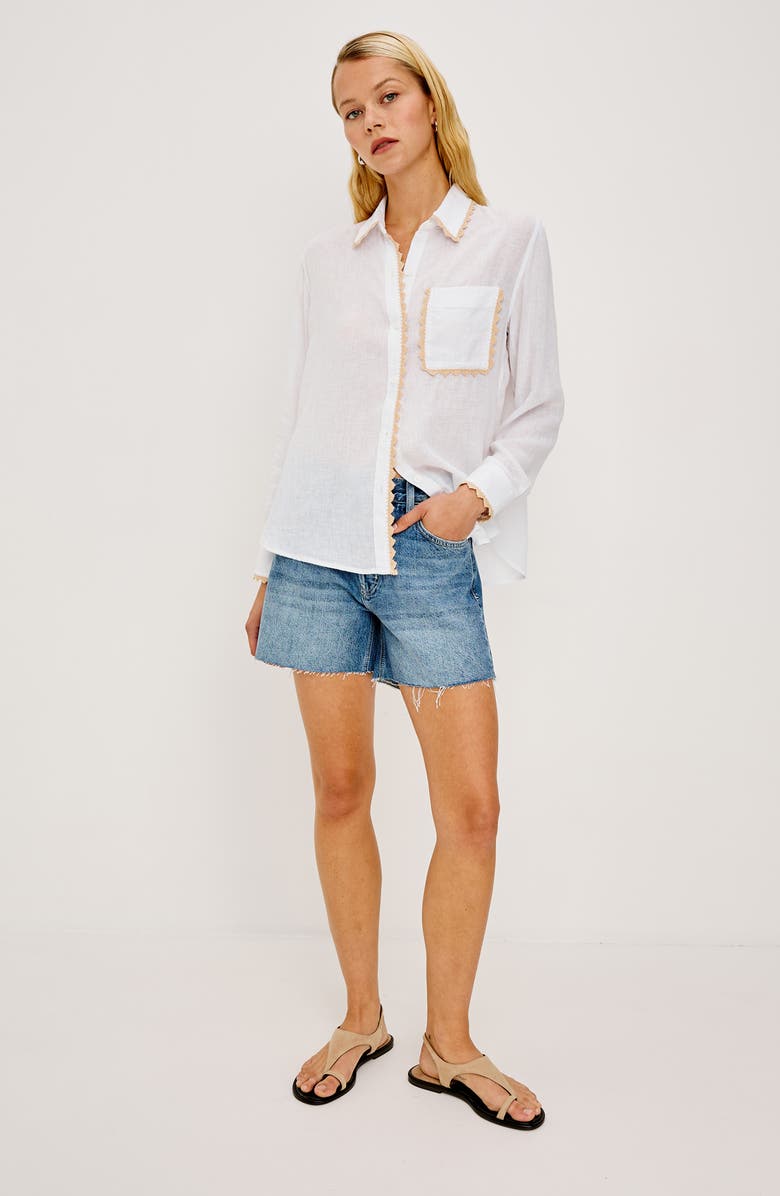 Rails Saya Crochet Trim Button-Up Shirt, Alternate, color, White