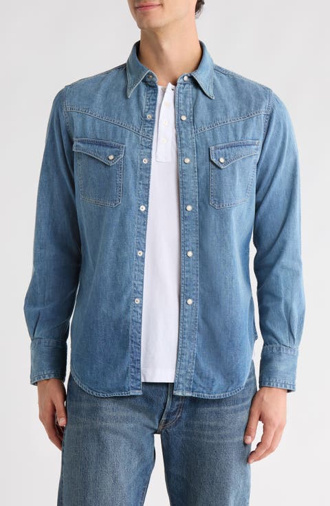Japanese Denim Lubbock Longhord Snap-Up Shirt