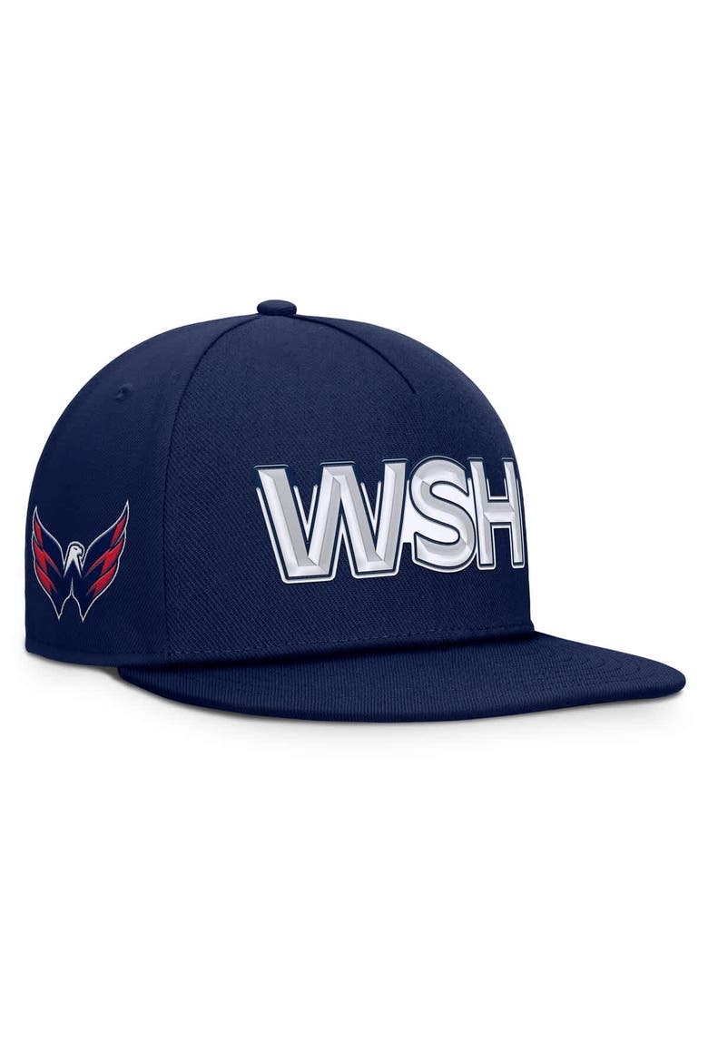 Men's Fanatics Navy Washington Capitals Authentic Pro Rink Team Code Snapback Hat, Main, color, Navy