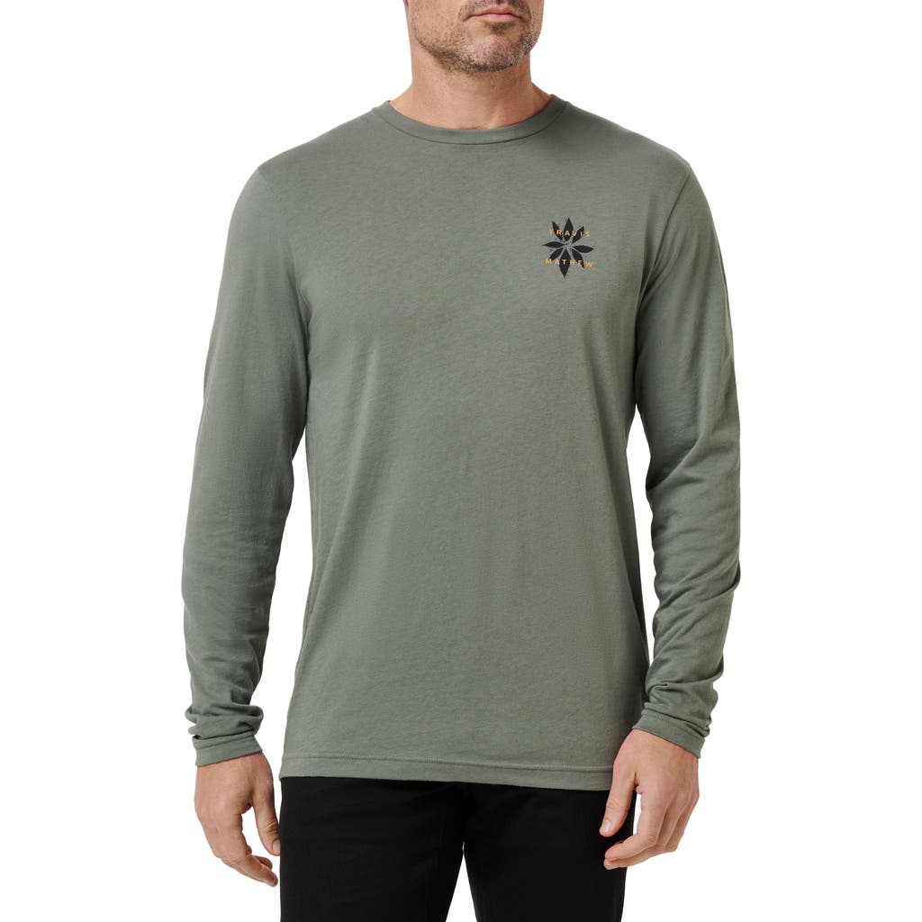 Travismathew Big Bay Long Sleeve Cotton Graphic T-shirt In Green