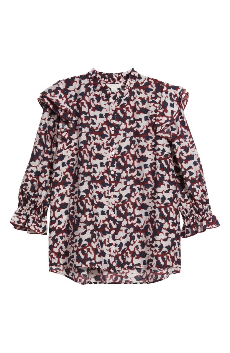 Caslon<sup>®</sup> Ruffle Print Top, Alternate, color, Red- Pink Addie Abstract
