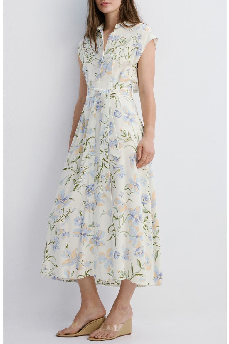 Floral Print Midi Shirtdress, Alternate, color, ECRU