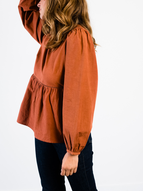 Able Lauren Babydoll Top In Mocha Bisque