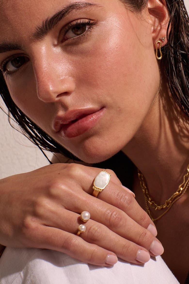 Riviera Double Pearl Ring 7, Alternate, color, Yellow Gold