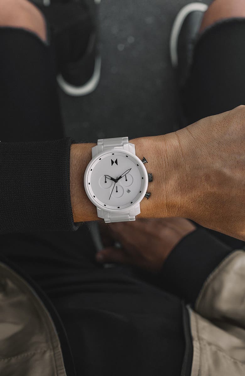 MVMT Chronograph Ceramic Bracelet Watch, 45mm, Alternate, color, 