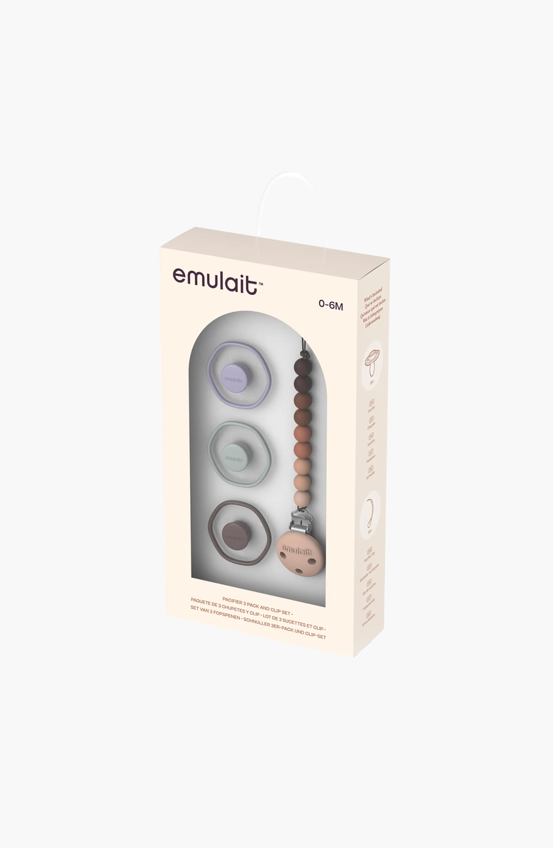 Emulait 3-Pack Pacifier and Clip Gift Set, Alternate, color, Multicolor Pack