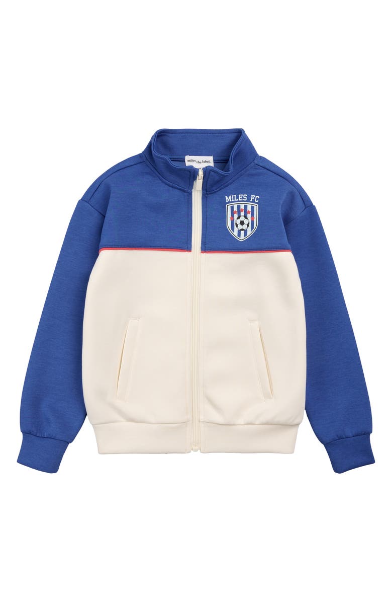 MILES THE LABEL Kids' Zip Front Scuba Knit Sweatshirt, Main, color, Royal Blue