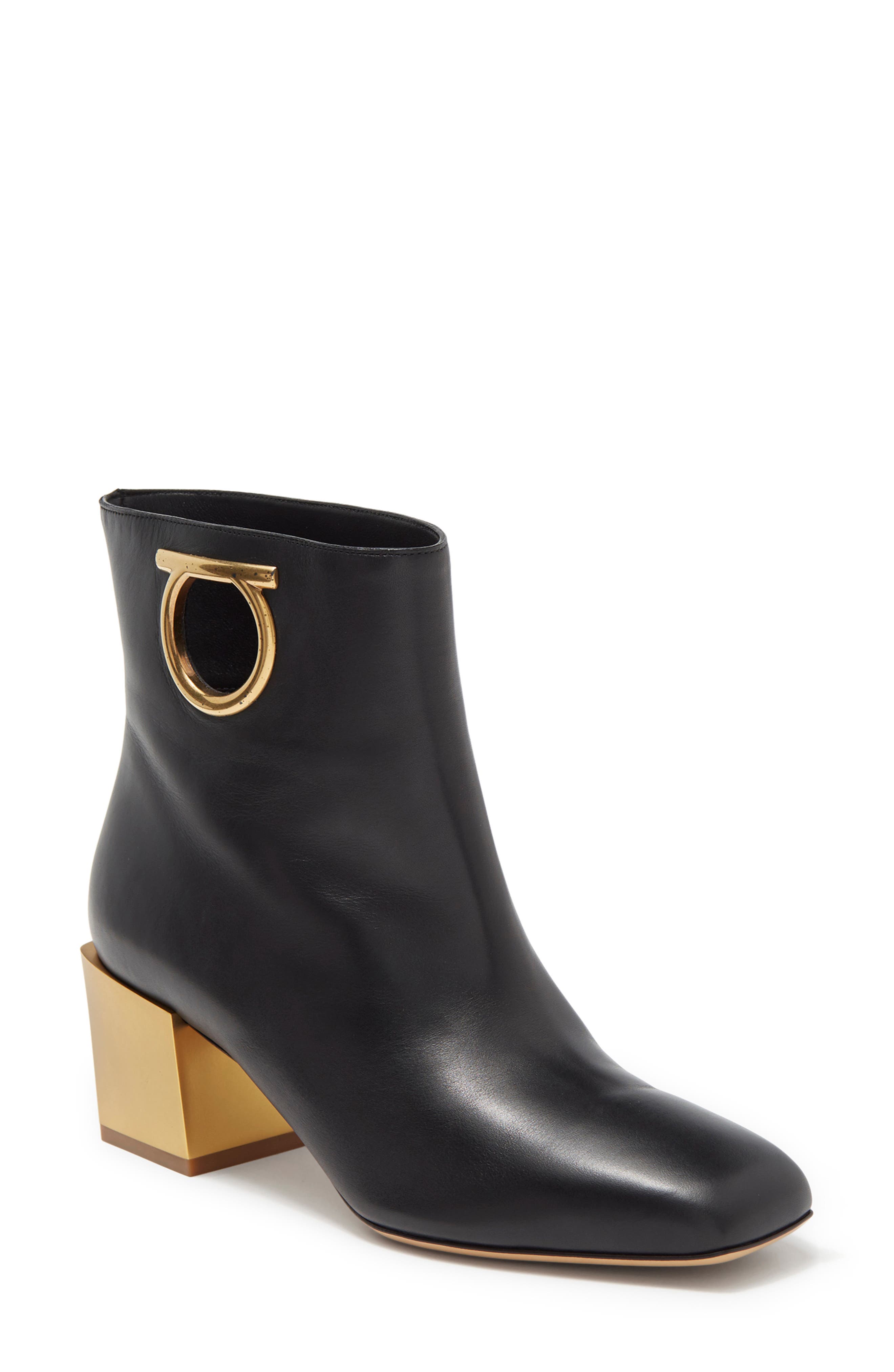 FERRAGAMO Albiano Block Heel Leather Bootie (Women) | Nordstromrack