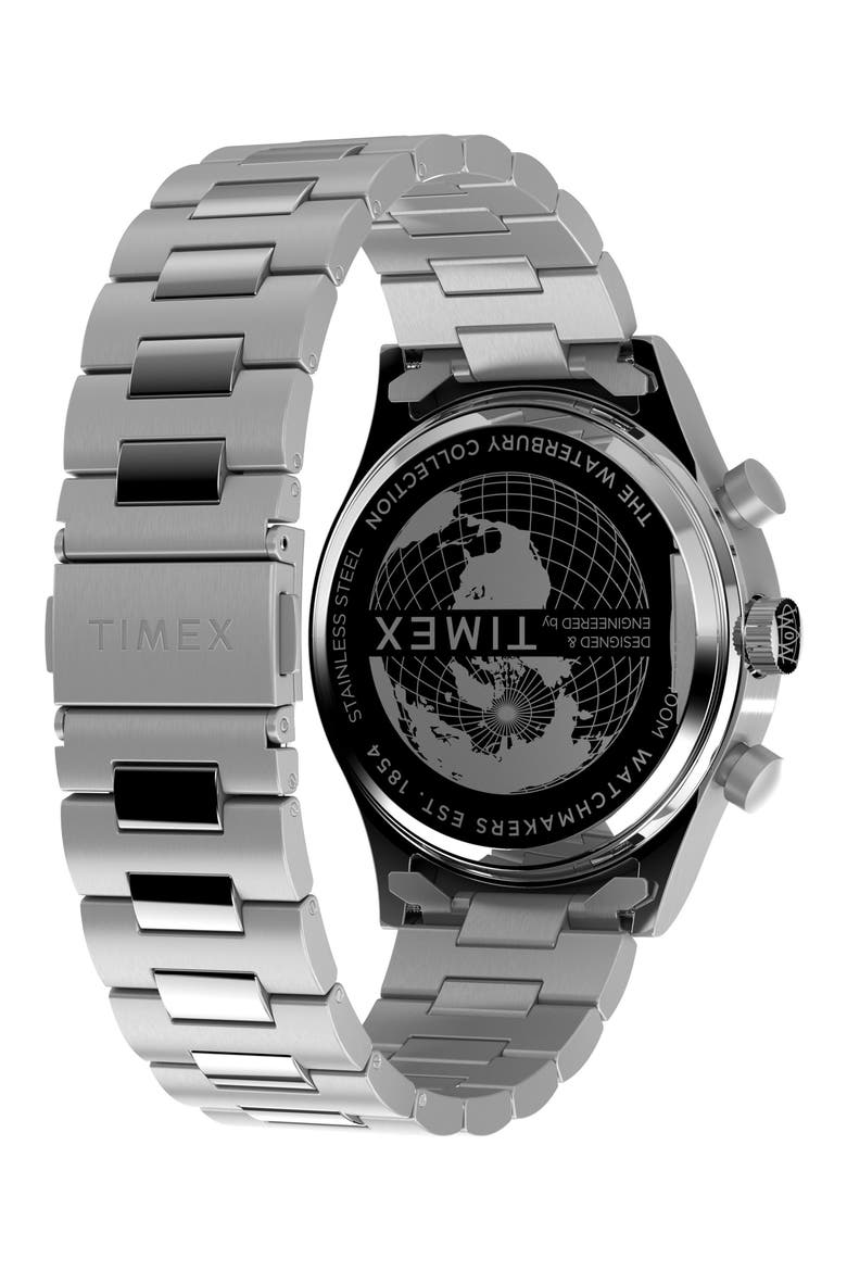 Waterbury Traditional Fly Back Chronograph Bracelet Watch, 43mm, Alternate, color, STAINLESS STEEL