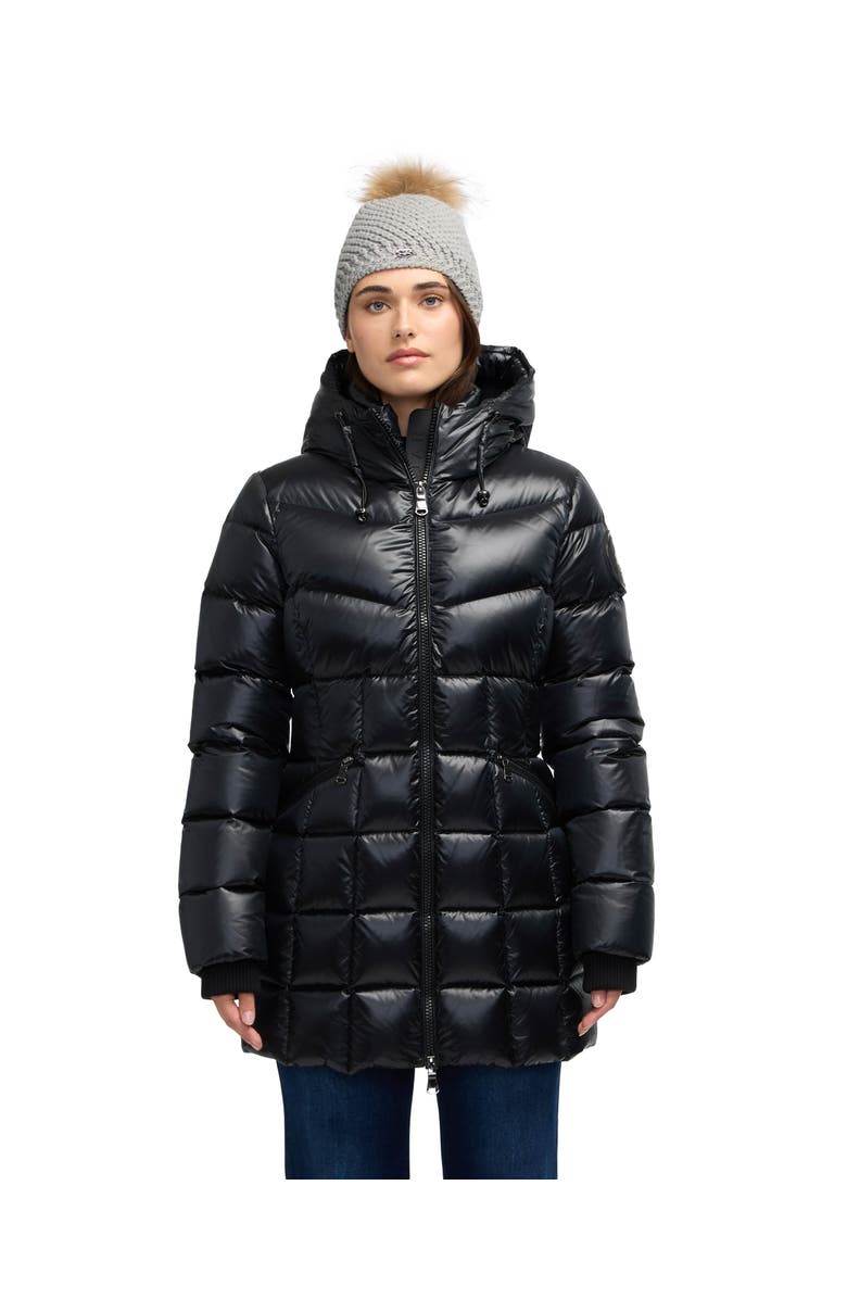 Pajar Women's Zola Box Quilt Mid-Length Puffer with Fixed Hood, Main, color, Black