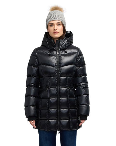 Women's Zola Box Quilt Mid-Length Puffer with Fixed Hood