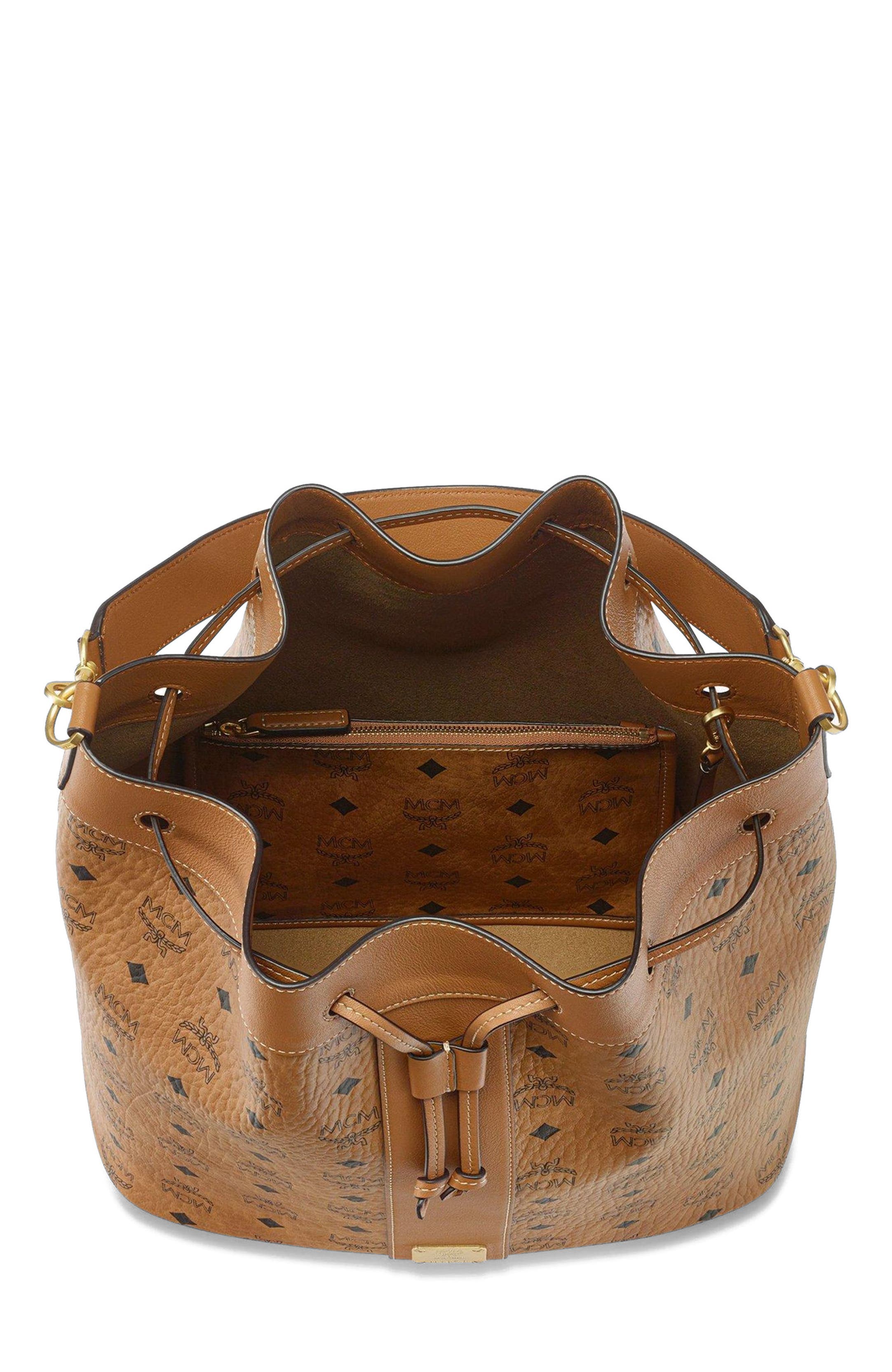 MCM Large Dessau Drawstring Bag in Visetos, Alternate, color, Co