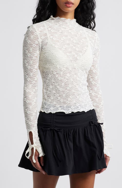 Bp. Funnel Neck Lace Top In White