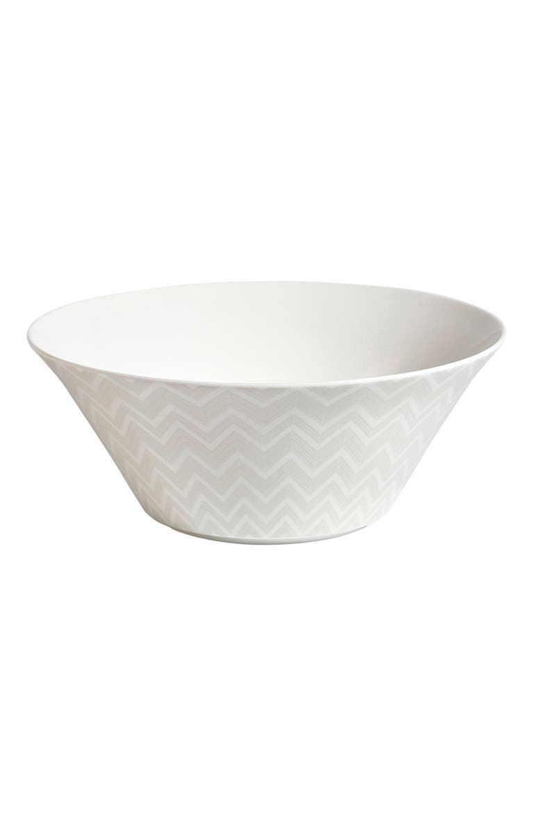 Salad Bowl ZIG ZAG  White diam. 10.5" x 4.3", Main, color, White