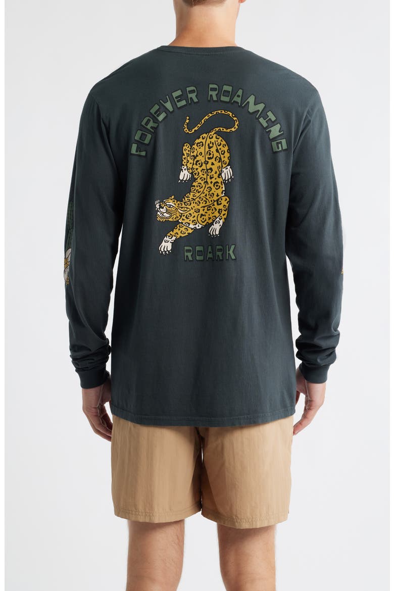 Jaguar Long Sleeve Cotton Graphic T-Shirt, Alternate, color, BLACK
