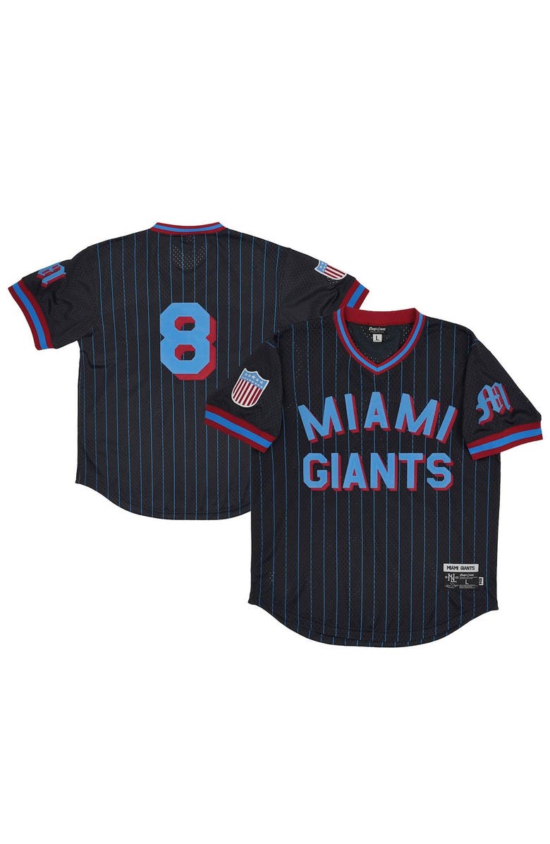RINGS & CRWNS Men's Rings & Crwns #8 Black Miami Giants Mesh Replica V-Neck Jersey, Alternate, color, Black