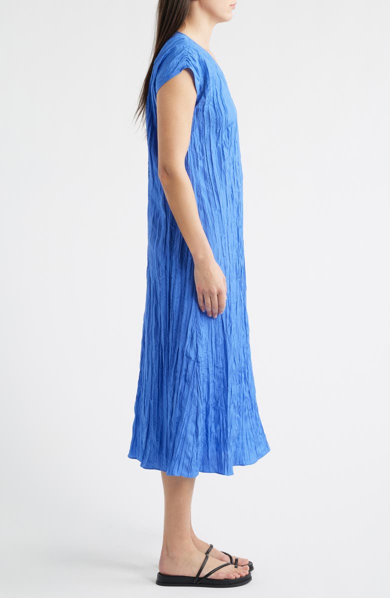 Eileen Fisher Cap Sleeve Silk Maxi Dress, Alternate, color, Blue Star
