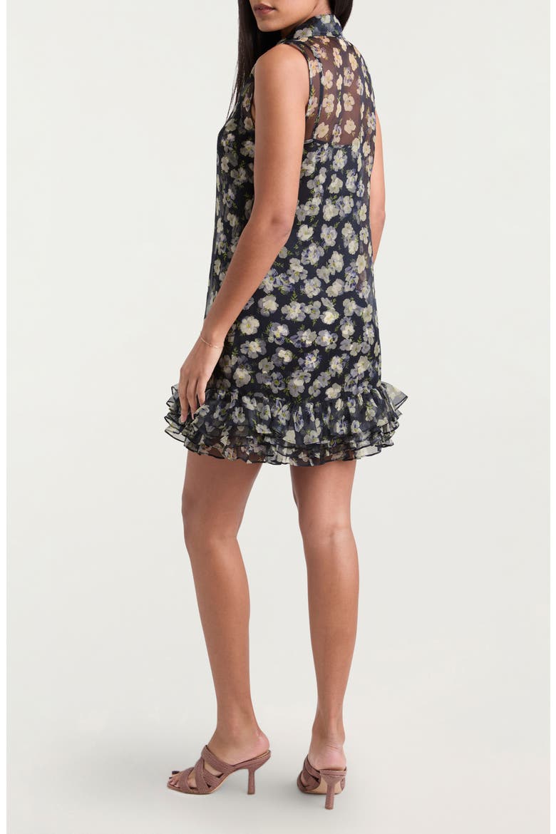 Brisbane Tossed Poppies Floral Print Silk Chiffon Minidress, Alternate, color, NAVY MULTI