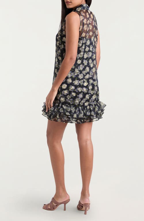 Shop Cinq À Sept Brisbane Tossed Poppies Floral Print Silk Chiffon Minidress In Navy Multi