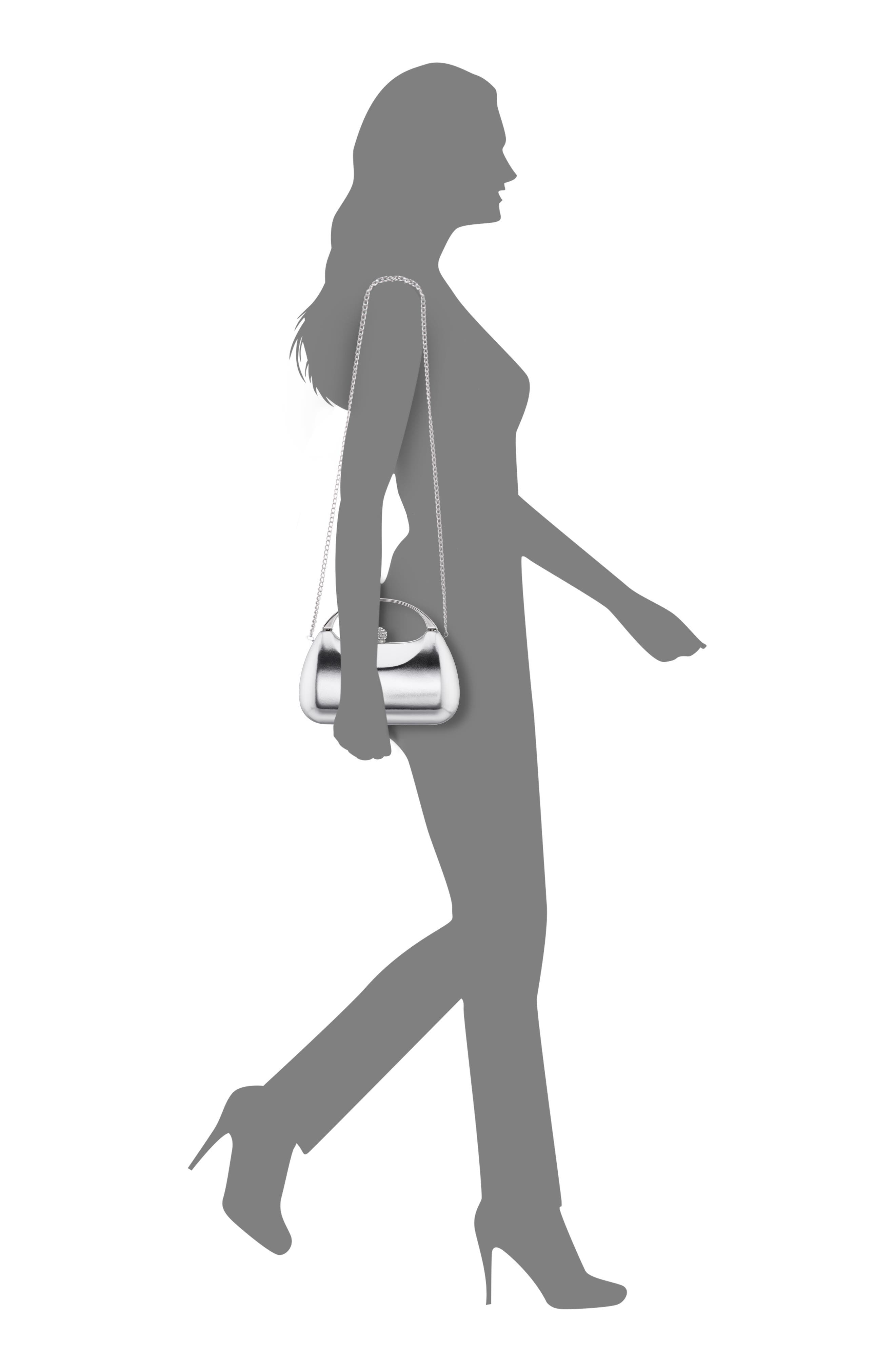 Nina Minaudière Top Handle Bag, Alternate, color, Silver