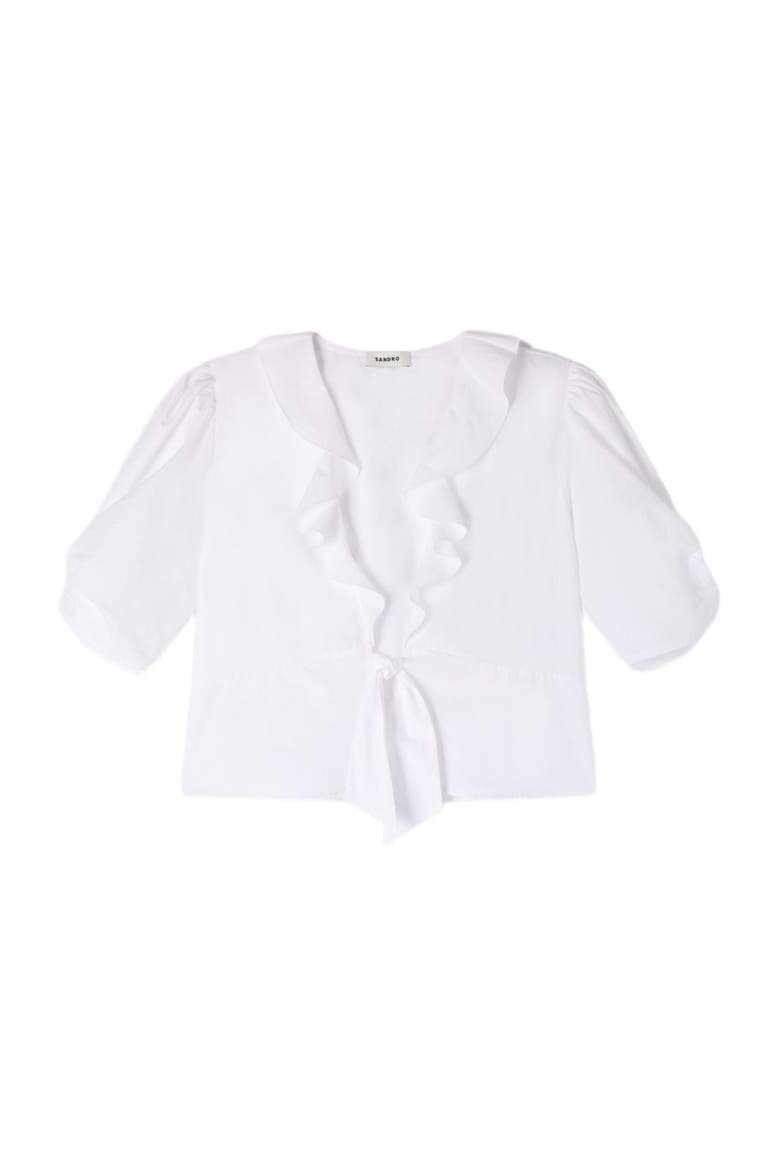Ruffled crop top, Alternate, color, White
