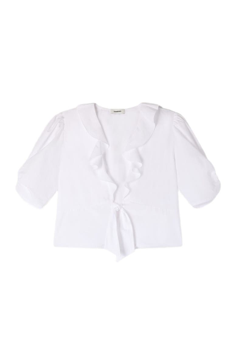 SANDRO Ruffled crop top, Alternate, color, White