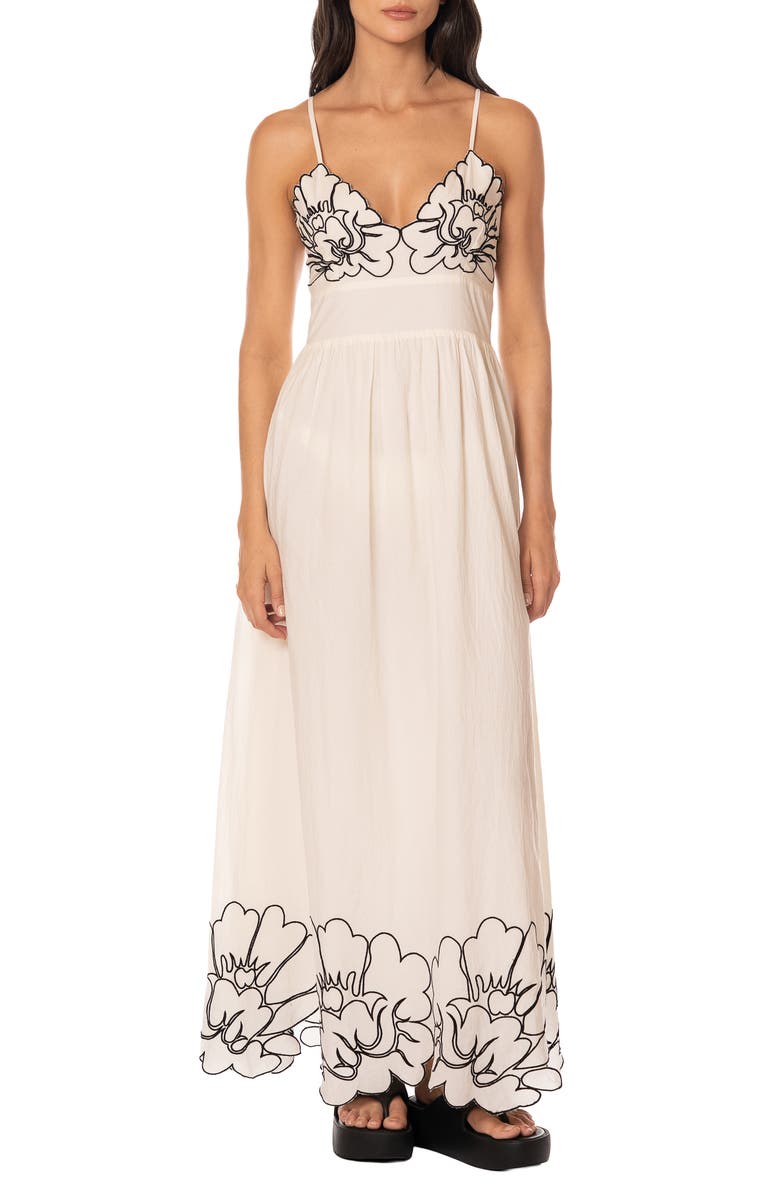Maaji Pendiente Isis Cotton Cover-Up Maxi Dress, Main, color, White