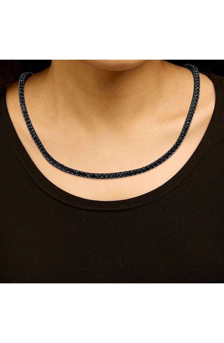 Haus of Brilliance Men's Sterling Silver Black Onyx Tennis Necklace, Alternate, color, Silver