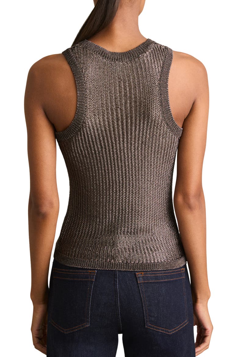 Tia Chevron Stitch Metallic Tank, Alternate, color, GUNMETAL