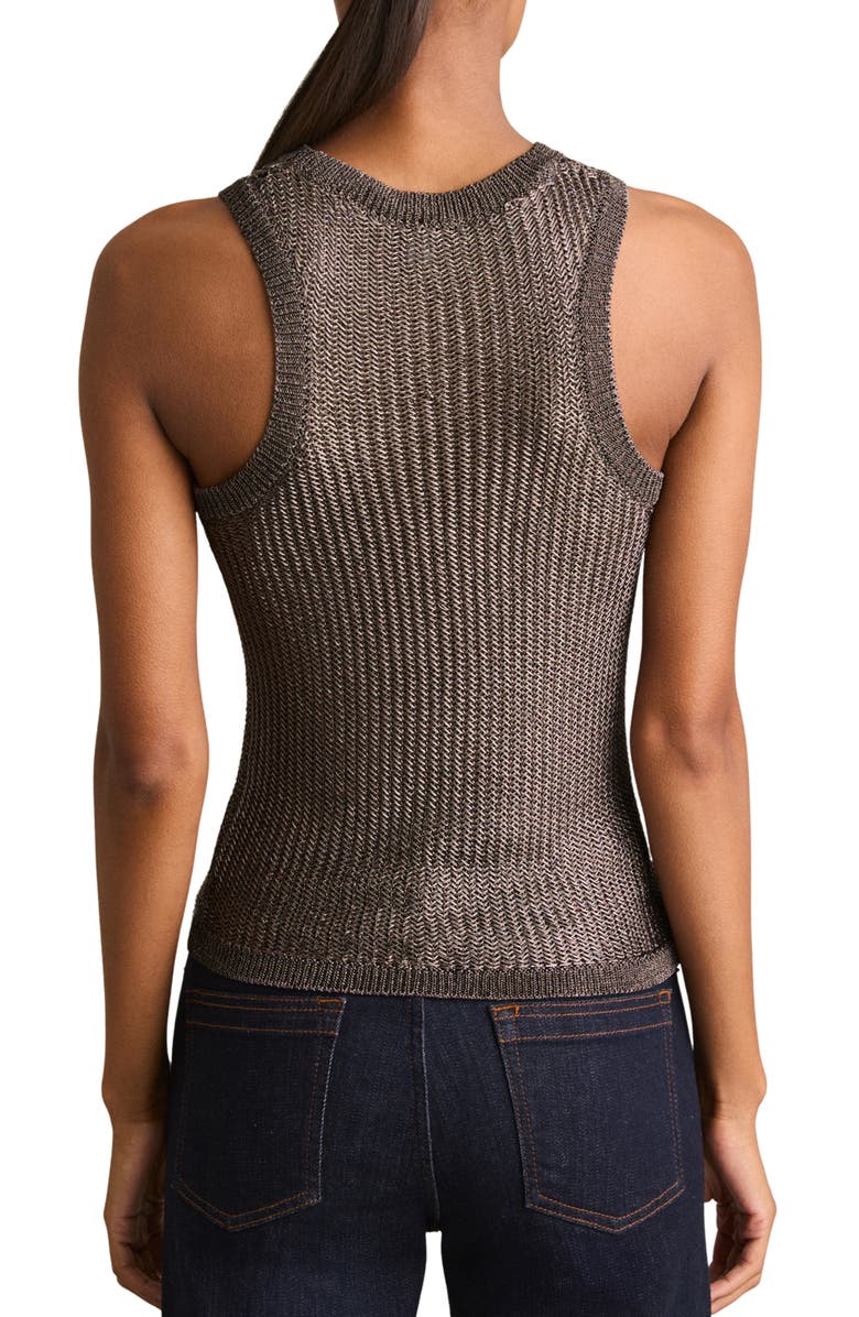 Reiss Tia Chevron Stitch Metallic Tank, Alternate, color, Gunmetal