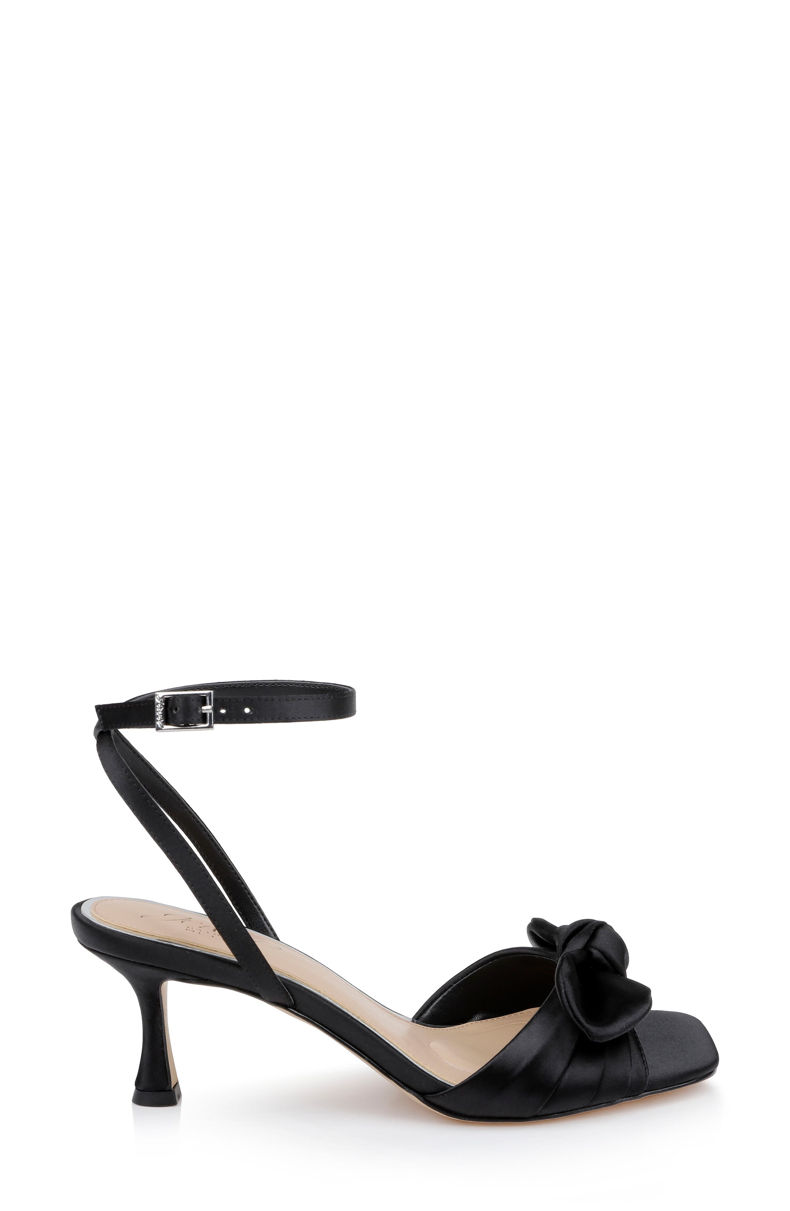 Jewel Badgley Mischka Emeli Ankle Strap Sandal, Alternate, color, Black Satin