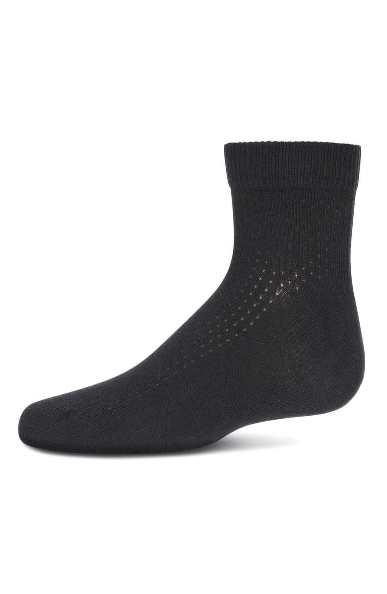MeMoi Pointelle Dot Anklet Socks, Main, color, Black