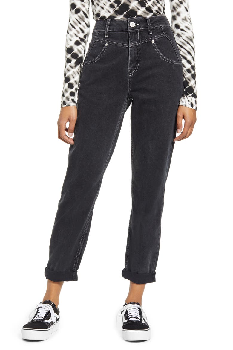 Urban Outfitters Acid Wash High Waist Nonstretch Mom Jeans, Main, color, BLACK